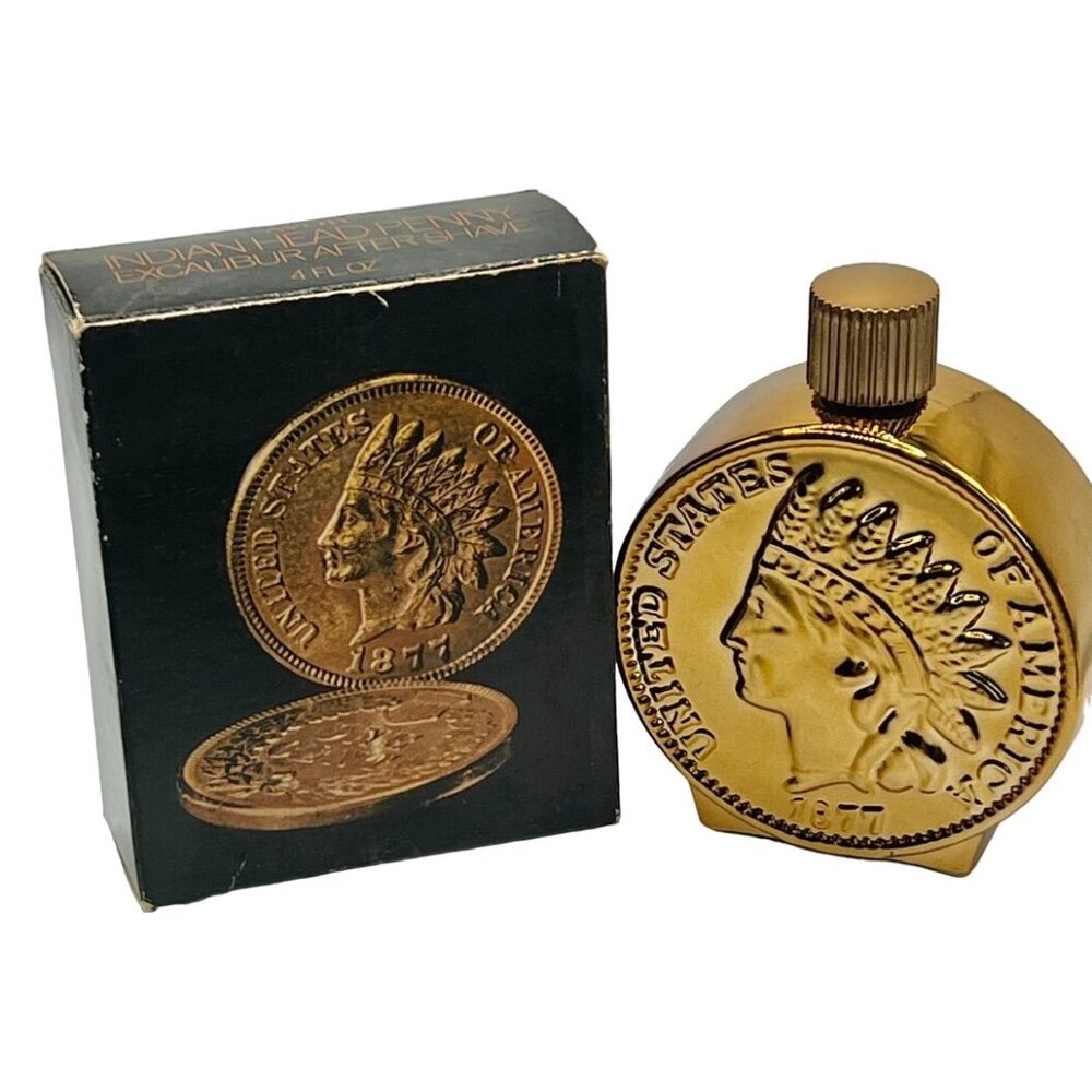 Vintage Avon Indian Head Penny EXCALIBUR After Shave with Original Box 4oz Full